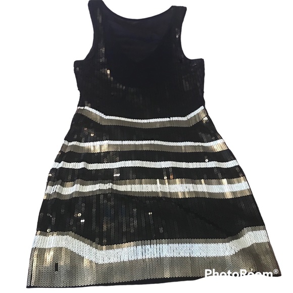 Express Sequin Art Deco Mini Dress Mesh Back Sz XS - Picture 2 of 5